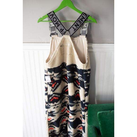 Free People Movement Hit The Slopes Salopette Fleece Overalls Black Fairisle - Picture 6 of 6